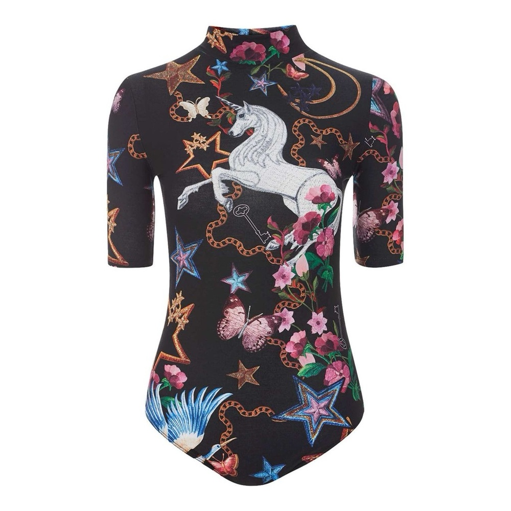 Jaded London Unicorn Embroidery High Neck Bodysuit